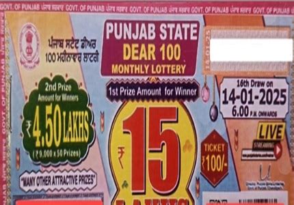 punjab dear lottery result today 6pm|Punjab State Lotteries.